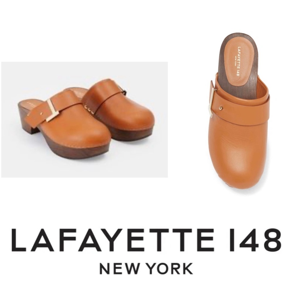 NWOT Lafayette 148 Aria Leather Platform Clog Copper  NEW without tag or box